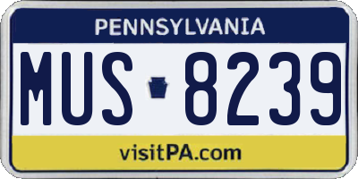 PA license plate MUS8239