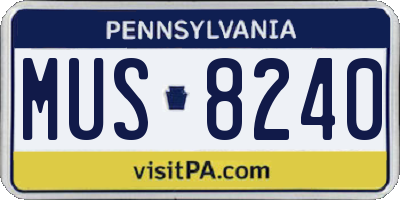 PA license plate MUS8240