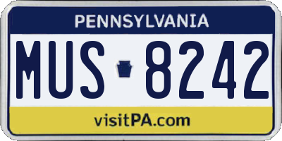 PA license plate MUS8242
