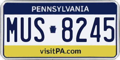 PA license plate MUS8245