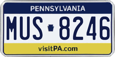 PA license plate MUS8246