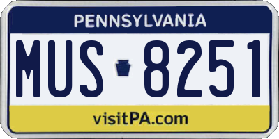 PA license plate MUS8251