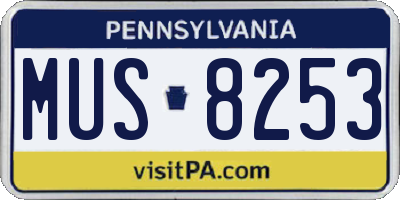 PA license plate MUS8253