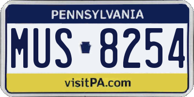 PA license plate MUS8254