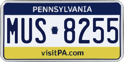 PA license plate MUS8255