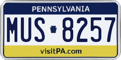 PA license plate MUS8257
