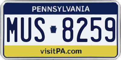 PA license plate MUS8259