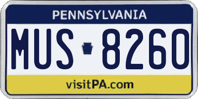 PA license plate MUS8260