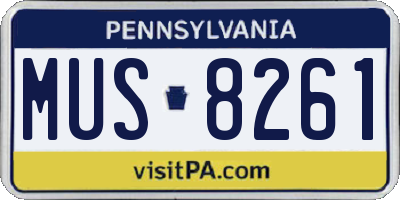 PA license plate MUS8261
