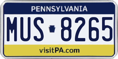 PA license plate MUS8265