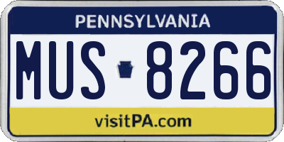 PA license plate MUS8266