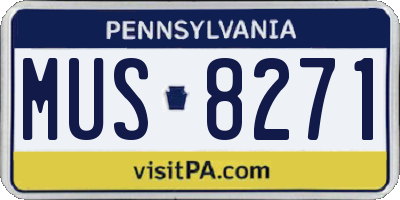 PA license plate MUS8271