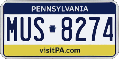 PA license plate MUS8274