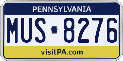 PA license plate MUS8276