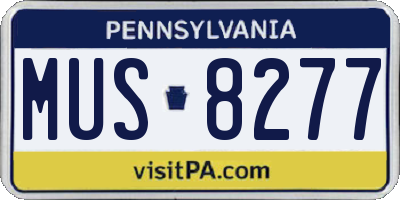 PA license plate MUS8277