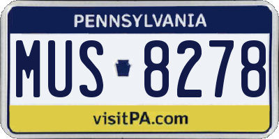 PA license plate MUS8278