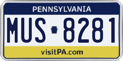 PA license plate MUS8281