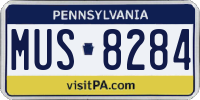PA license plate MUS8284