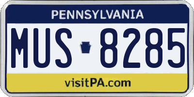 PA license plate MUS8285