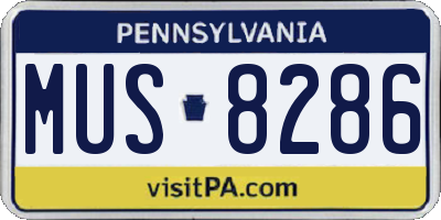 PA license plate MUS8286