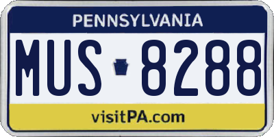 PA license plate MUS8288