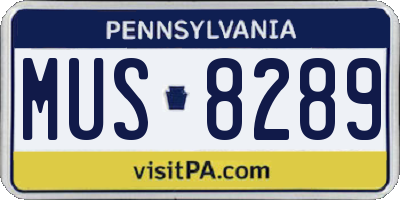 PA license plate MUS8289