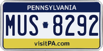 PA license plate MUS8292