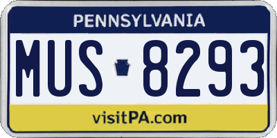 PA license plate MUS8293