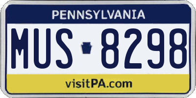 PA license plate MUS8298