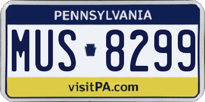 PA license plate MUS8299