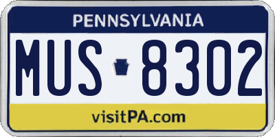 PA license plate MUS8302