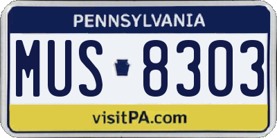 PA license plate MUS8303