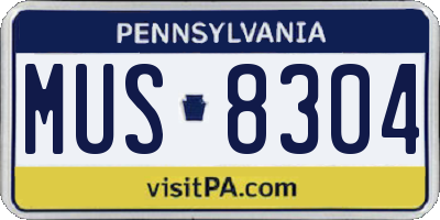 PA license plate MUS8304