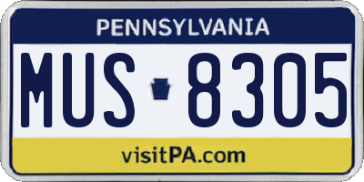 PA license plate MUS8305