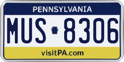 PA license plate MUS8306