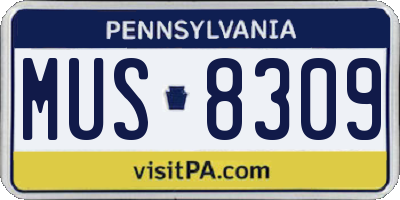 PA license plate MUS8309
