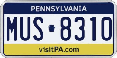PA license plate MUS8310