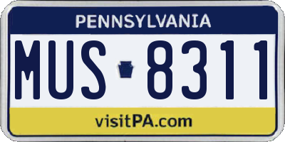 PA license plate MUS8311