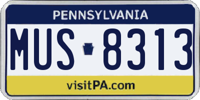 PA license plate MUS8313