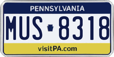 PA license plate MUS8318