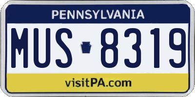 PA license plate MUS8319
