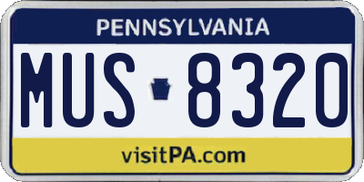 PA license plate MUS8320