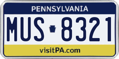 PA license plate MUS8321