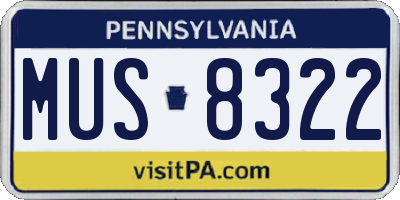 PA license plate MUS8322