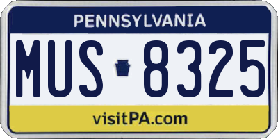 PA license plate MUS8325