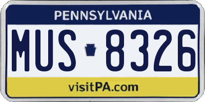 PA license plate MUS8326