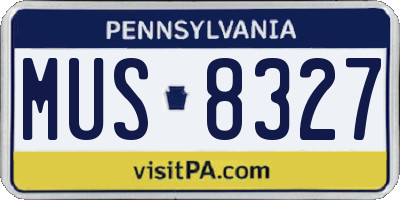 PA license plate MUS8327