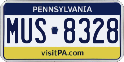 PA license plate MUS8328
