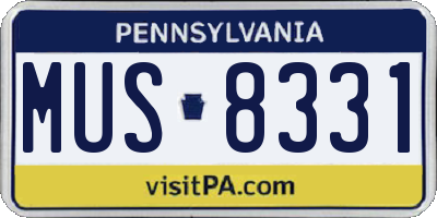PA license plate MUS8331