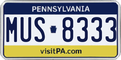 PA license plate MUS8333